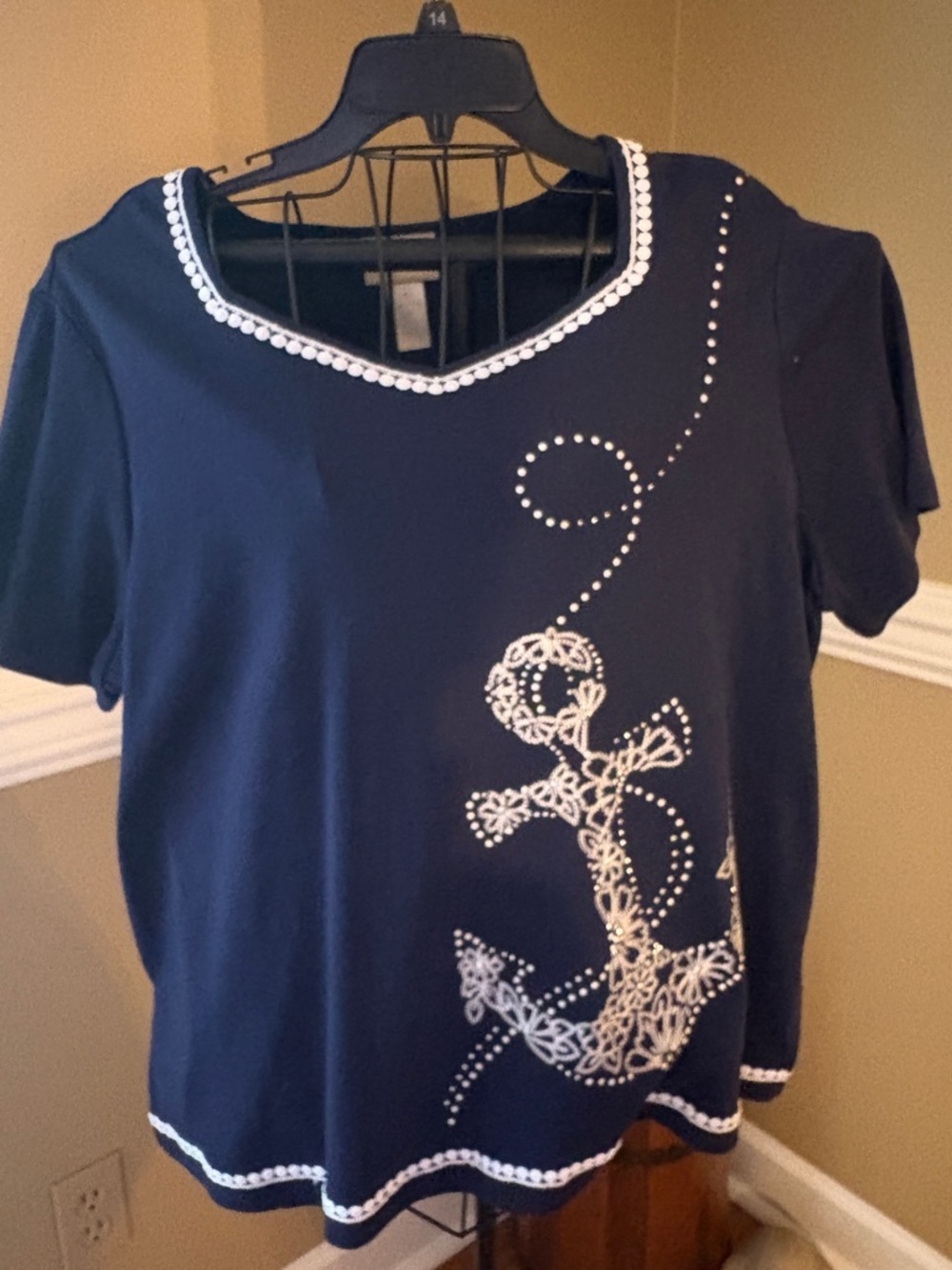 Alfred Dunner Nautical Navy Short-Sleeve Tee Size 1X